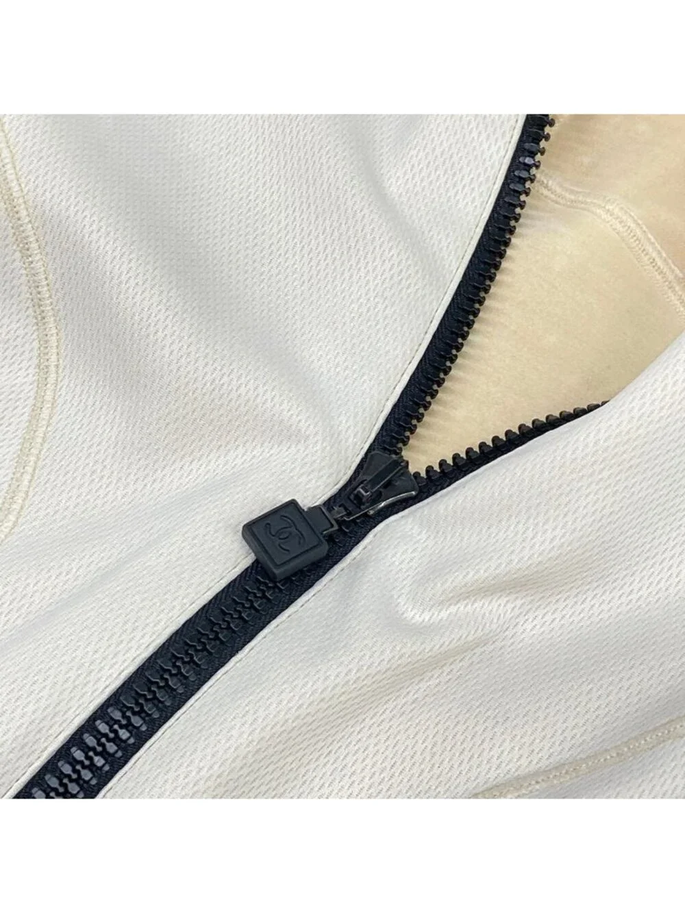 Chanel Jersey 38 M Sports Line Beige Black T-Shirt